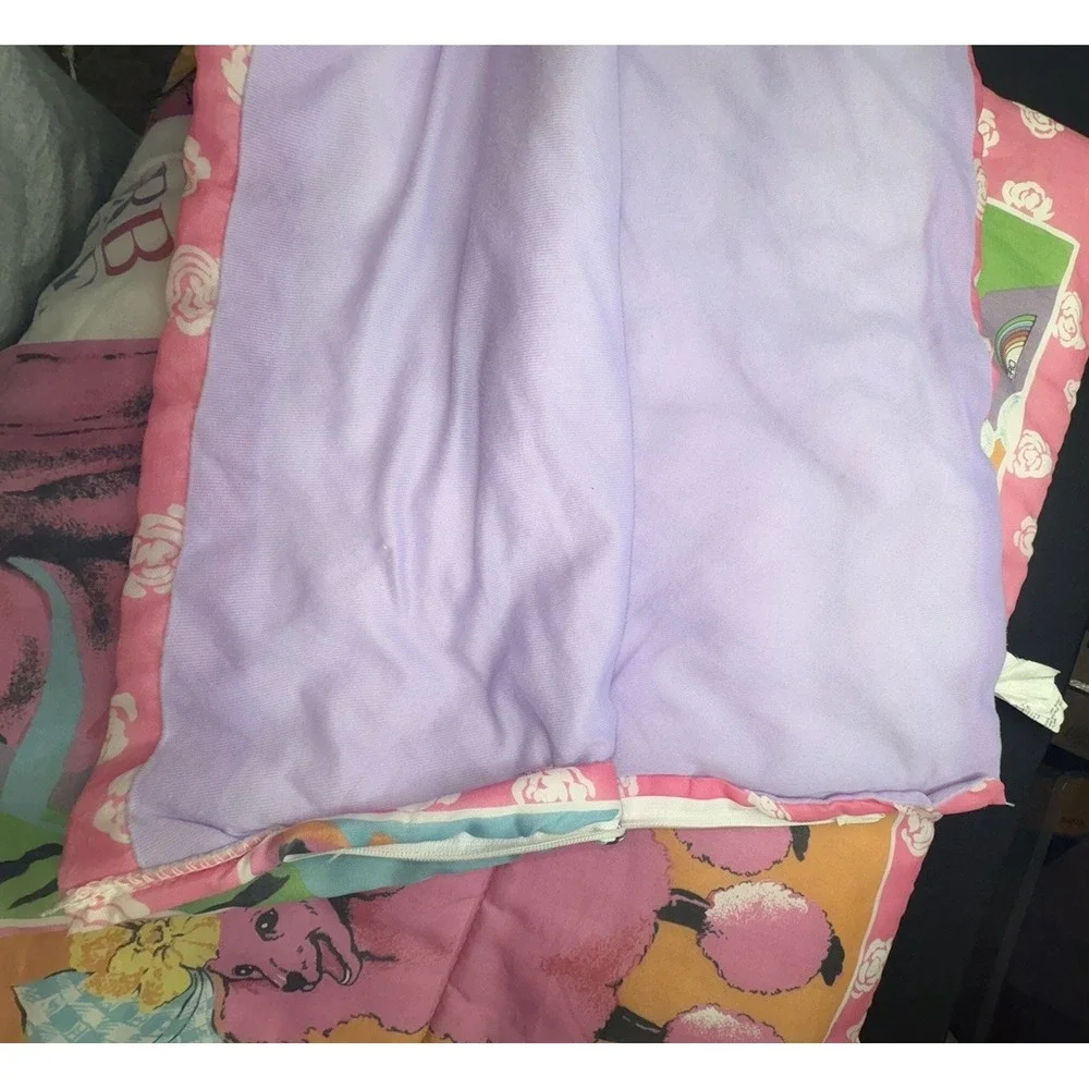 Vintage 80s Barbie Poodle Pink Sleeping Bag Camping Kids Blanket 53x28”